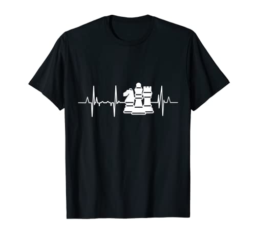 Ajedrez latido piezas de ajedrez línea del corazón Camiseta