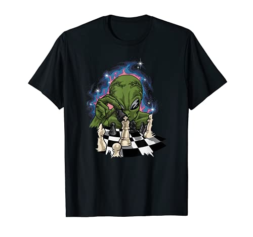 Alien verde con tablero y piezas de ajedrez - Ajedrez Camiseta