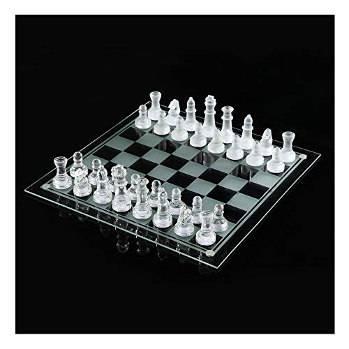 NUODWELL Juego de juego de ajedrez de vidrio, juego de tablero de ajedrez de...