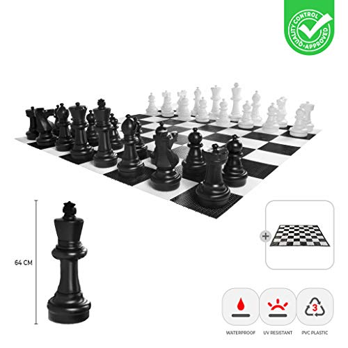 Ubergames Juegos de ajedrez de Giga, tamaño XXL, hasta 64 cm, resistente al...