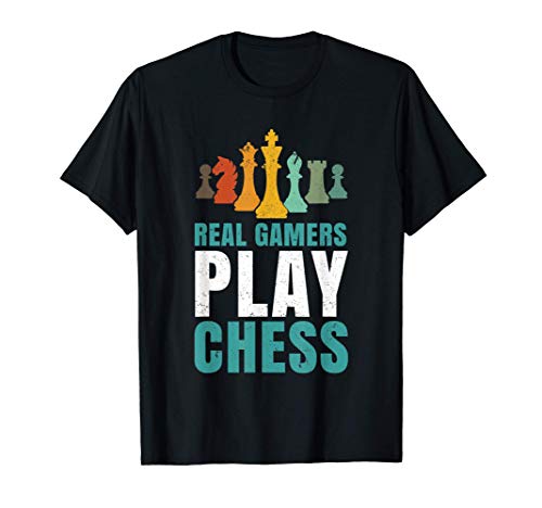 Ajedrez Retro Diciendo Jugador - Real Gamers Play Chess Camiseta