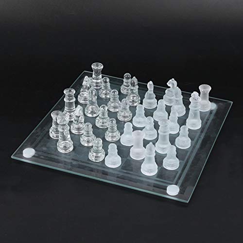 Dilwe Ajedrez de Cristal, 25x25cm 32 Piezas de ajedrez Cristal Esmerilado...