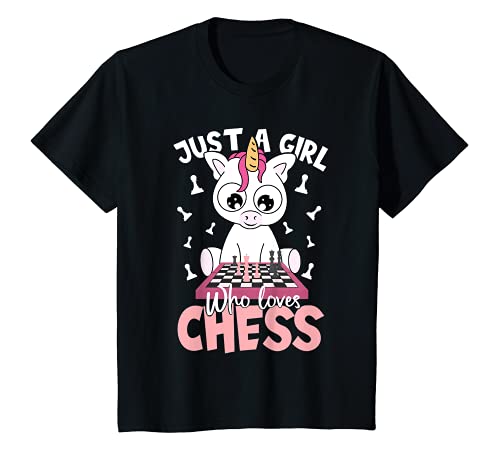 Niños Camisa niña unicornio ajedrez Solo una chica que ama el Camiseta