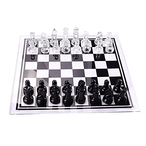 Yushifa Juegos de ajedrez Juego De Ajedrez De Cristal De Cristal Blanco Y Negro...