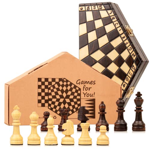 Ajedrez Madera para Tres - Tablero ajedrez para Adultos y niños Piezas de...