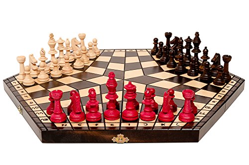 Master of Chess X-Large 54 x 47cm Juego de ajedrez de Madera para 3 Jugadores