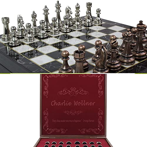 Antochia Crafts Juego de ajedrez personalizado de 14 pulgadas, tablero...