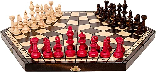 Master of Chess X-Large 54 x 47cm Juego de ajedrez de Madera para 3 Jugadores
