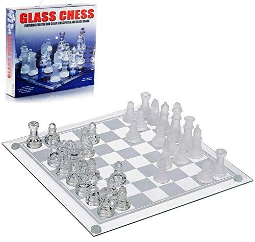 SDA Ajedrez con Tablero de Cristal Juego de Mesa Ajedrez Chess 35 x 35 cms Nuevo