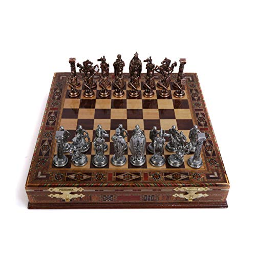 Royal - Juego de ajedrez de metal de cobre antiguo medieval británico para...