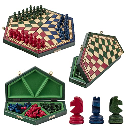 Master Of Chess Juego de ajedrez de madera colorido para 3 jugadores, juego de...