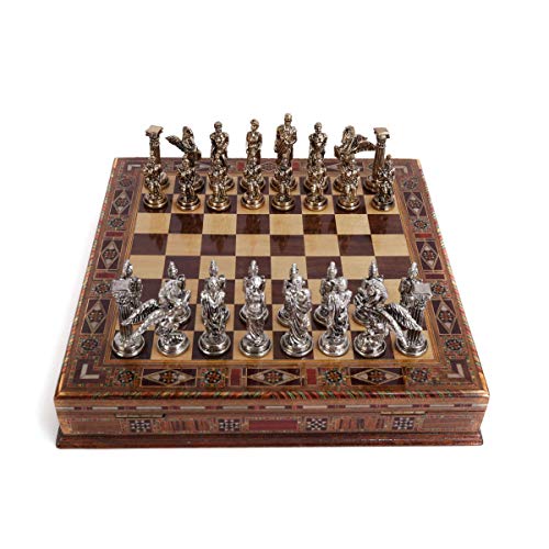 GiftHome Pegasus - Juego de ajedrez de metal de tamaño mediano para adultos,...
