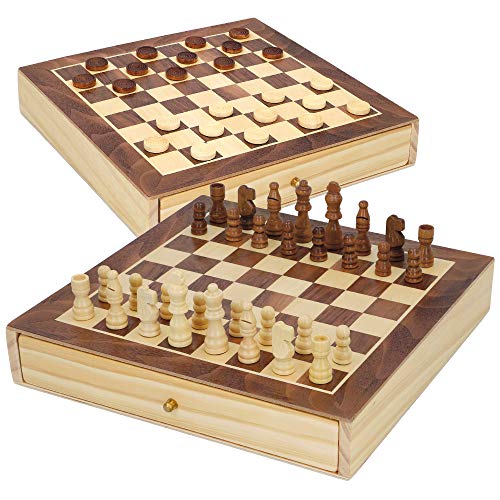 ColorBaby - Juegos de mesa ajedrez y damas 2 en 1 madera con cajón CB Games...