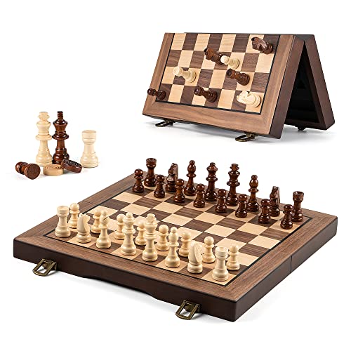 Gibot Juego de ajedrez de Madera, Tablero de Ajedrez de Madera Plegable, Juego...