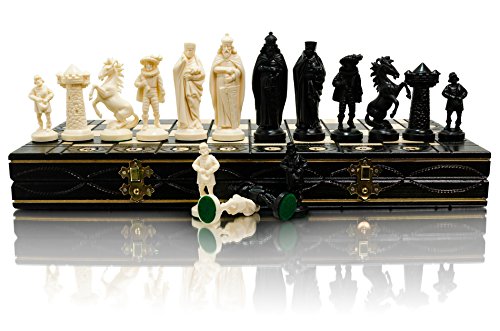 Juego de ajedrez Black & White Edition 40cm / 16 'Tablero de madera / piezas de...
