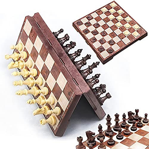 Qlisytpps Juego de tablero magnético de ajedrez de viaje, juego de ajedrez y...