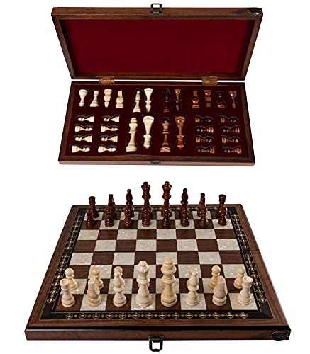 Tablero de ajedrez plegable hecho a mano con piezas de ajedrez de madera, Juego...