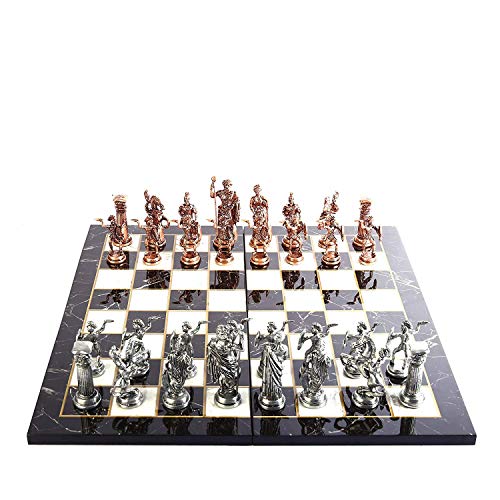 Juego de ajedrez de metal con figuras de roma de cobre antiguo histórico para...