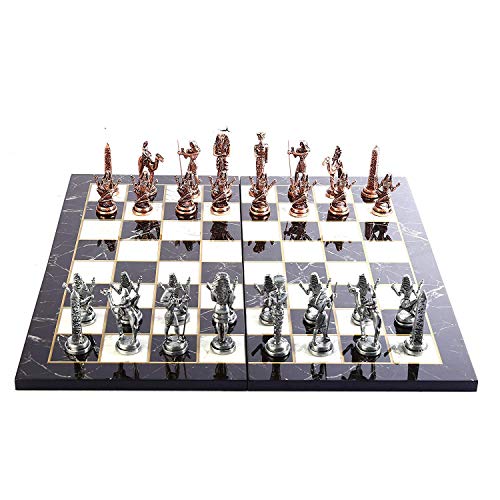 GiftHome Juego de ajedrez de metal antiguo de cobre antiguo para adultos, piezas...