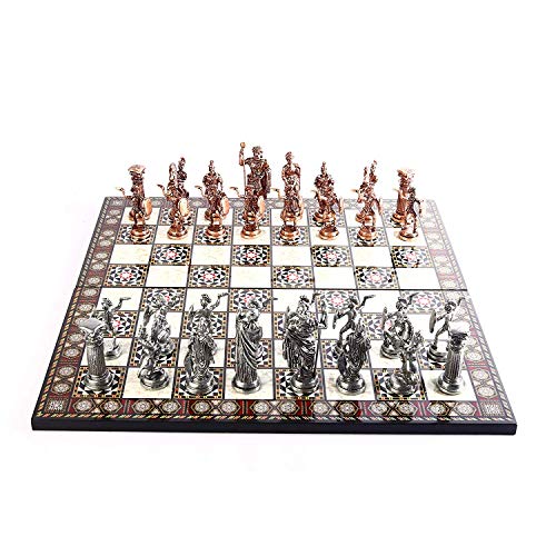 GiftHome Juego de ajedrez de metal antiguo de cobre para adultos, piezas hechas...
