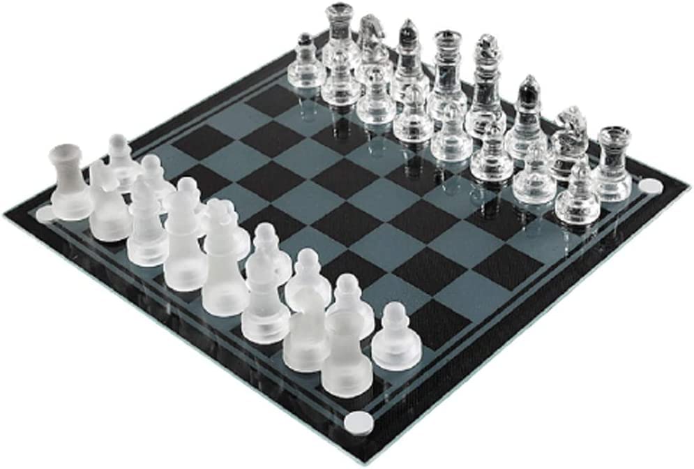Juego de ajedrez portátil Ajedrez de cristal Anti-roto Piezas de ajedrez de...